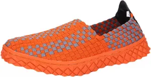 Women's Walking Shoes Slip On Lightweight Breathable Woven Mesh Casual Workout Jogging Shoes Walking Sneakers Orange