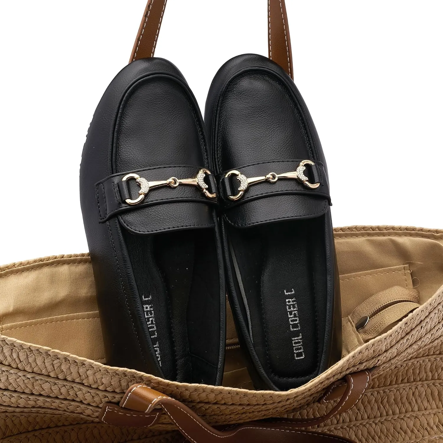 Women's Wide Loafers Casual Slip on Flat Shoes Women's Comfort Penny Loafers with Arch Support Women Dressy Moccasins