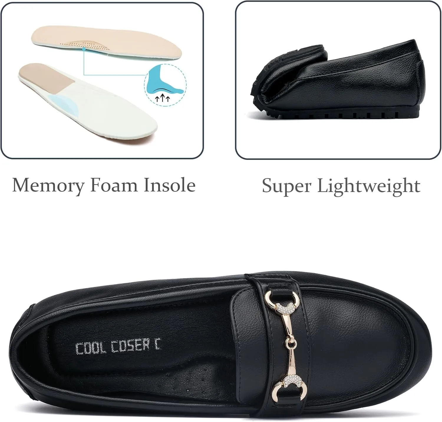 Women's Wide Loafers Casual Slip on Flat Shoes Women's Comfort Penny Loafers with Arch Support Women Dressy Moccasins