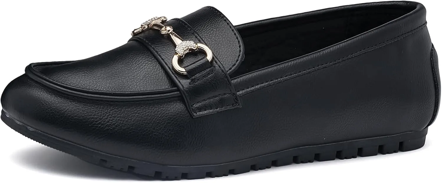 Women's Wide Loafers Casual Slip on Flat Shoes Women's Comfort Penny Loafers with Arch Support Women Dressy Moccasins