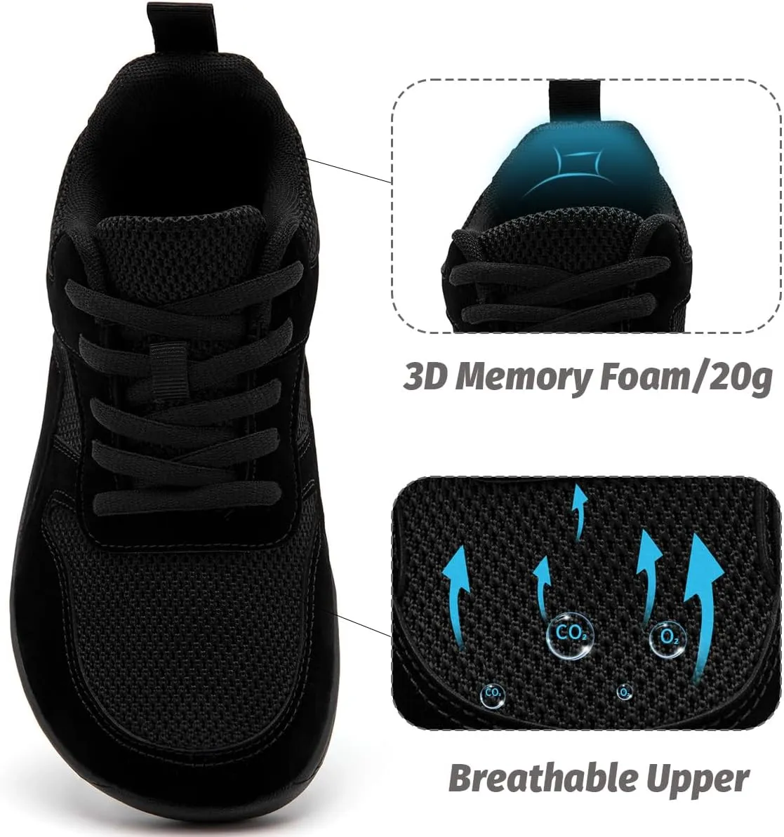 Women's Wide Toe Box Barefoot Sneakers Walking Slip On Shoes Zero Drop Running Sneakers Breathable Non Slip Casual Jogging Shoes