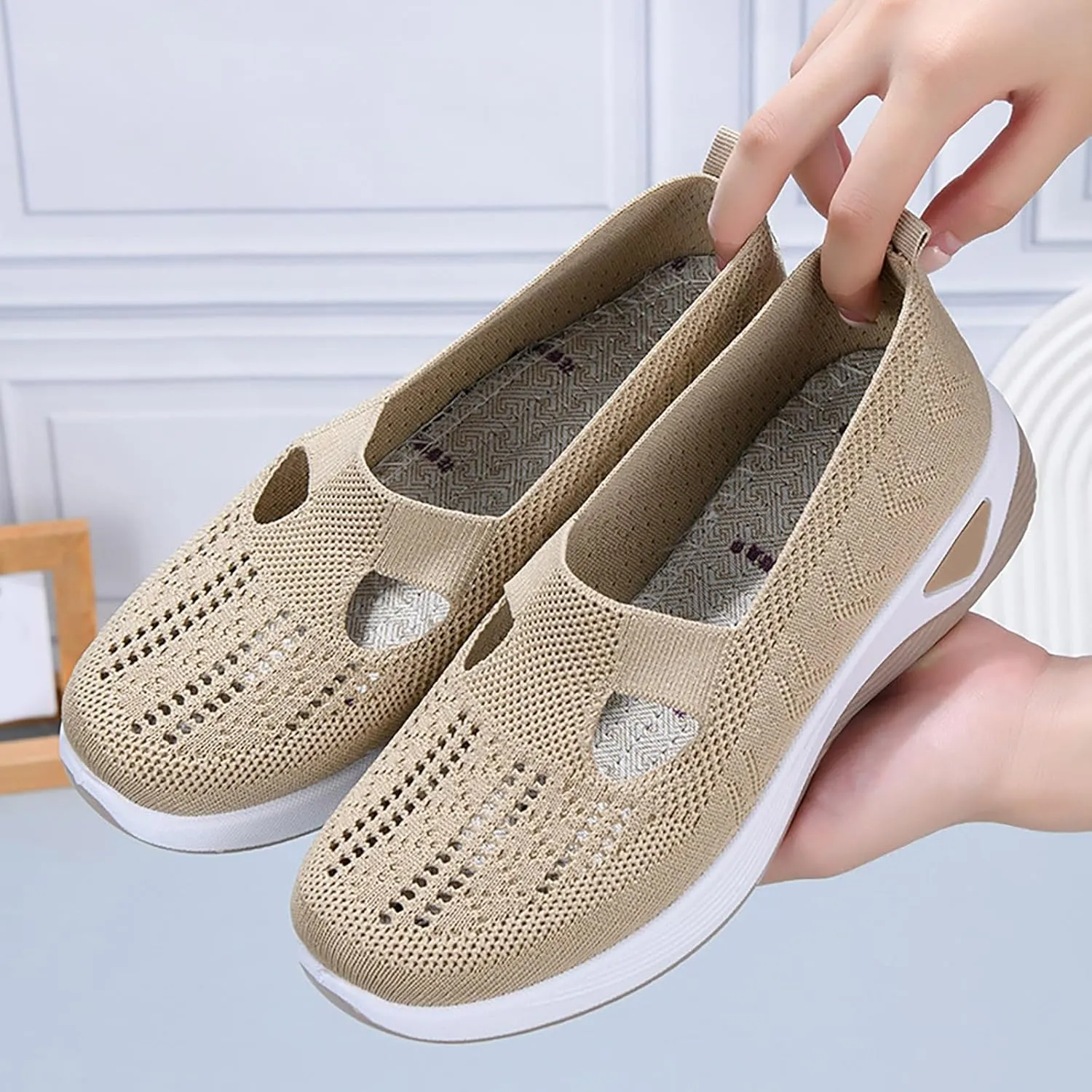 Women's Woven Orthopedic Breathable Soft Walking Womens Tennis Shoes Lether Shoes Dressy Casual Walking Sneakers Waterproof Tennis Shoe Loafers Shoe
