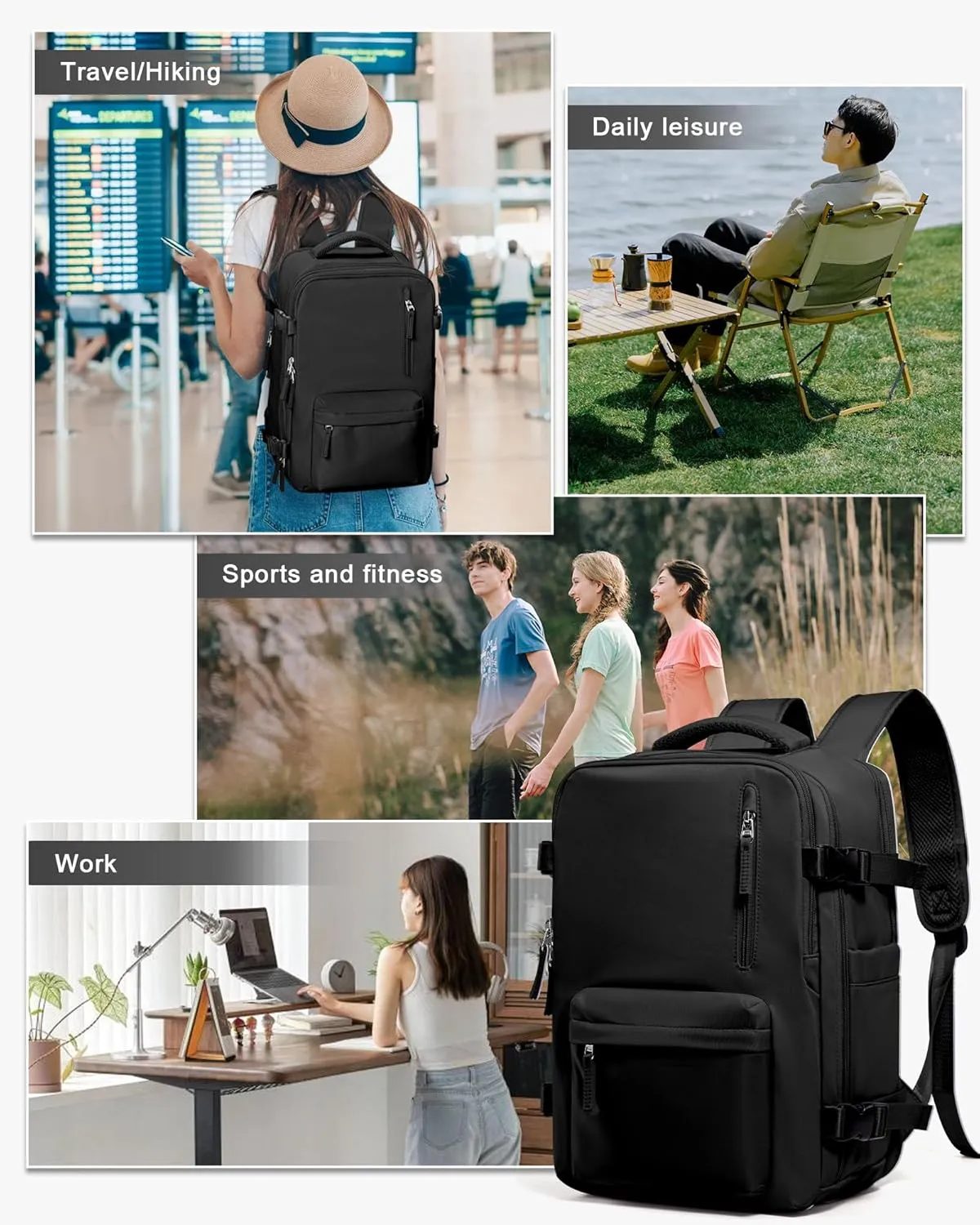 WONHOX Large Travel Backpack Carry on Flight Approved Laptop Work Business Backpack for Women Men Mochila de Viaje