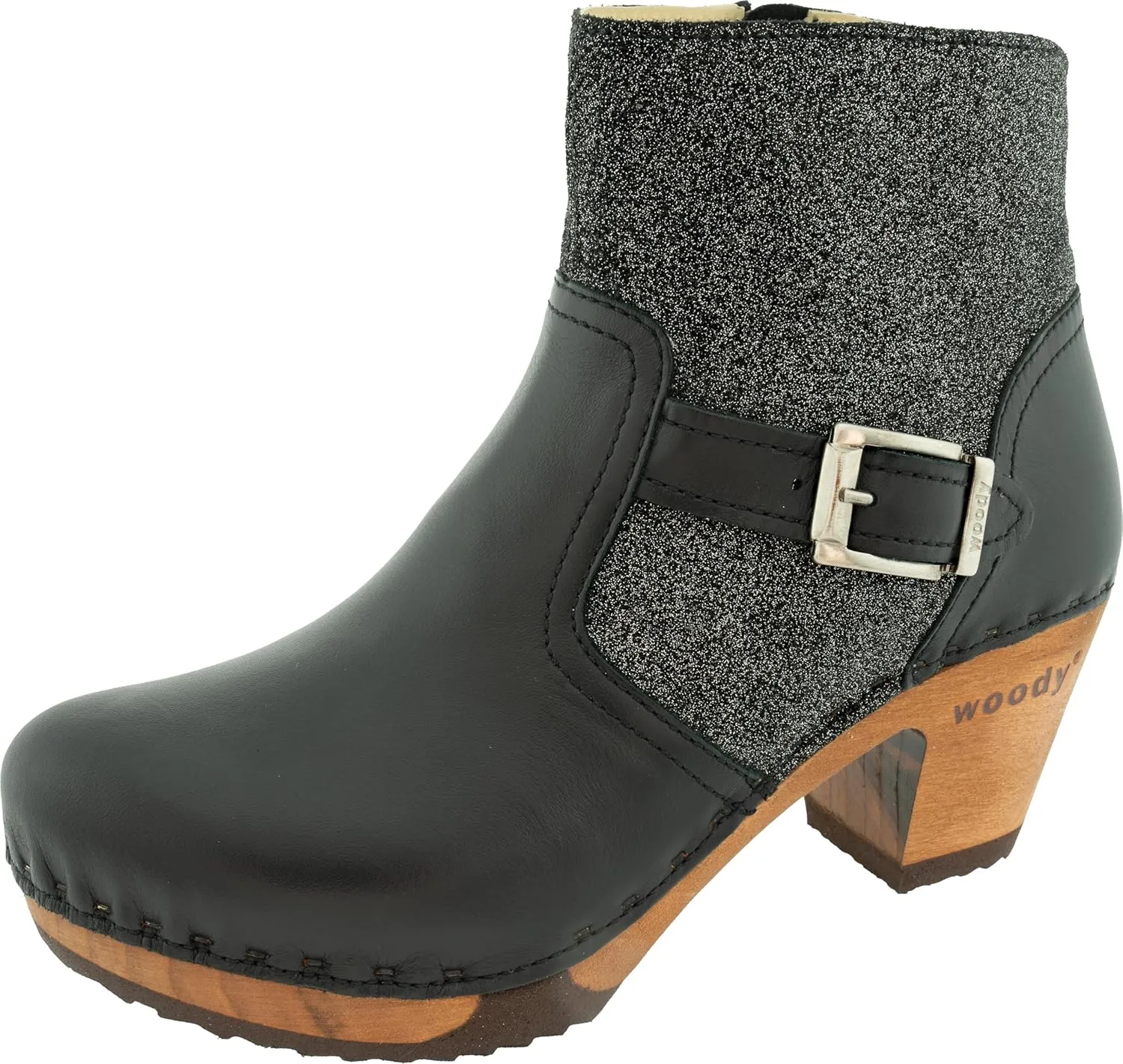 woody Women's Tina Clog Ankle Boots, silver, 9.5 Women