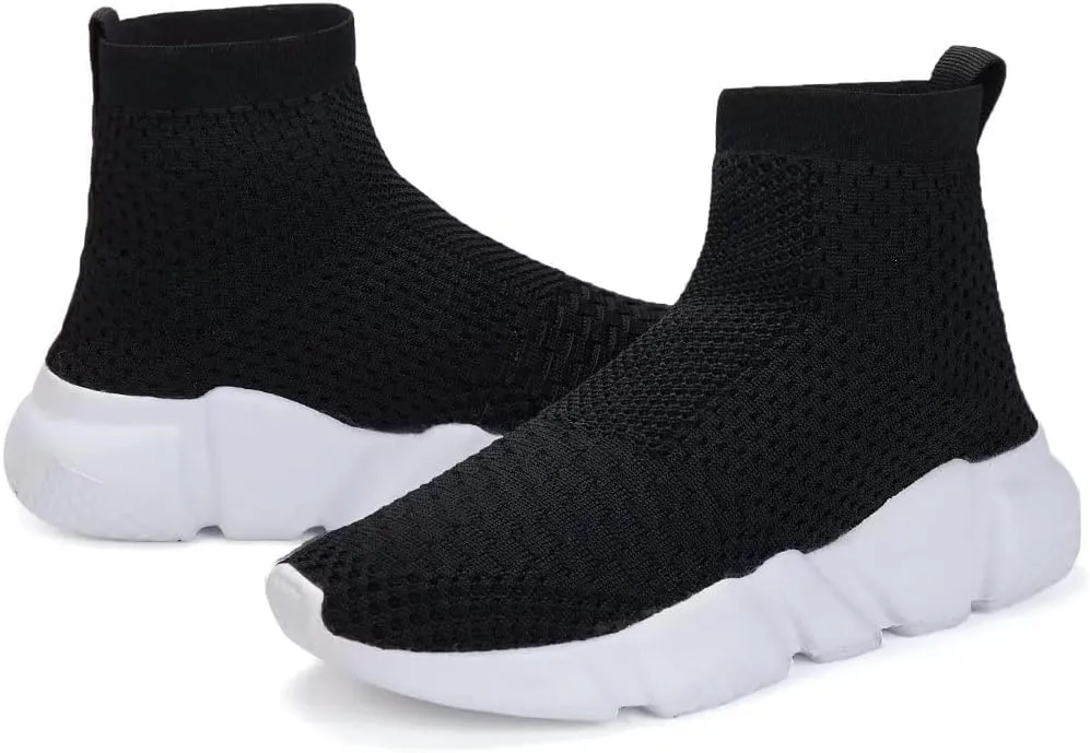YAVY Kids Sneakers for Boys Tennis Shoes Girls Sock Sneakers for Kids Slip on Shoes Breathable high top Athletic Lightweight Walking Running Shoes