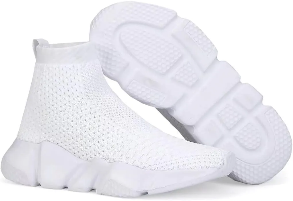 YAVY Kids Sneakers for Boys Tennis Shoes Girls Sock Sneakers for Kids Slip on Shoes Breathable high top Athletic Lightweight Walking Running Shoes