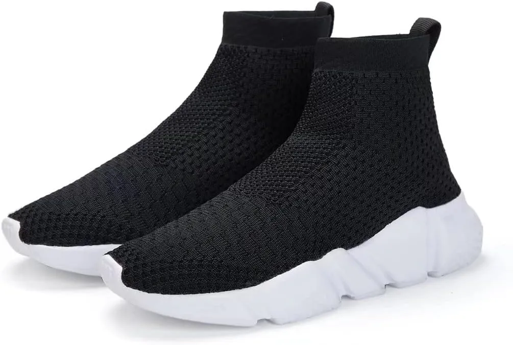YAVY Kids Sneakers for Boys Tennis Shoes Girls Sock Sneakers for Kids Slip on Shoes Breathable high top Athletic Lightweight Walking Running Shoes