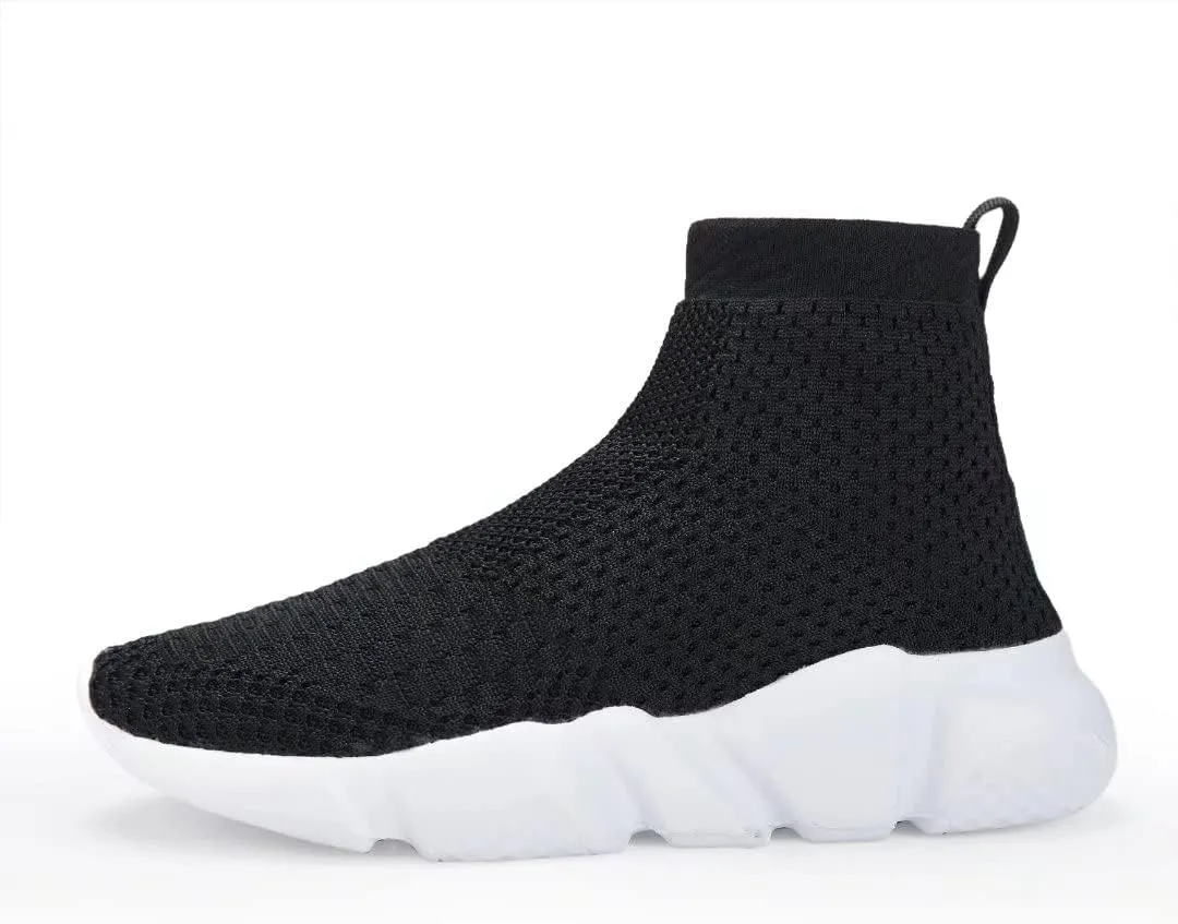 YAVY Kids Sneakers for Boys Tennis Shoes Girls Sock Sneakers for Kids Slip on Shoes Breathable high top Athletic Lightweight Walking Running Shoes
