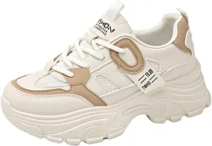 YAXE Women’s Platform Low Top Lace-up Chunky Walking Sneaker