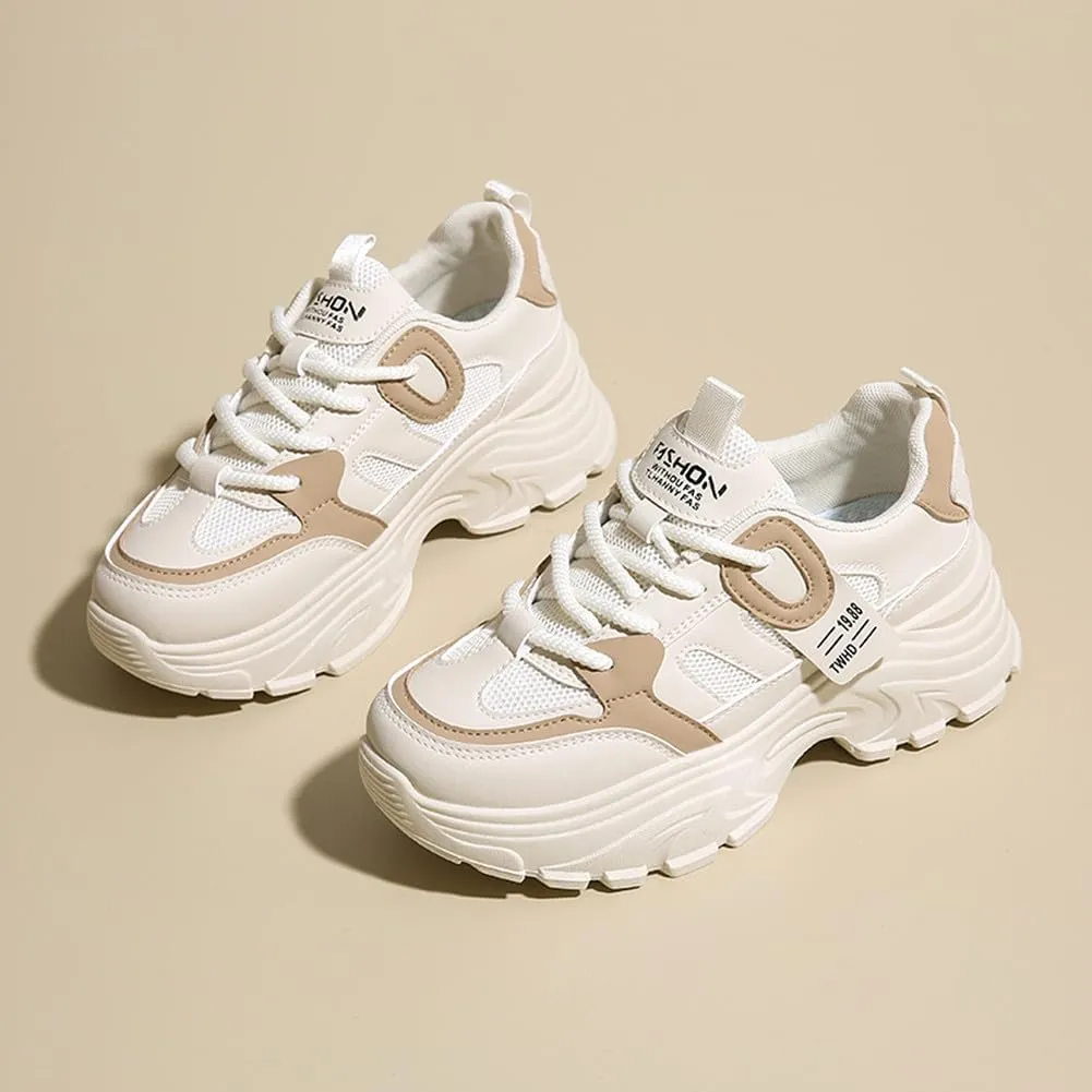 YAXE Women’s Platform Low Top Lace-up Chunky Walking Sneaker