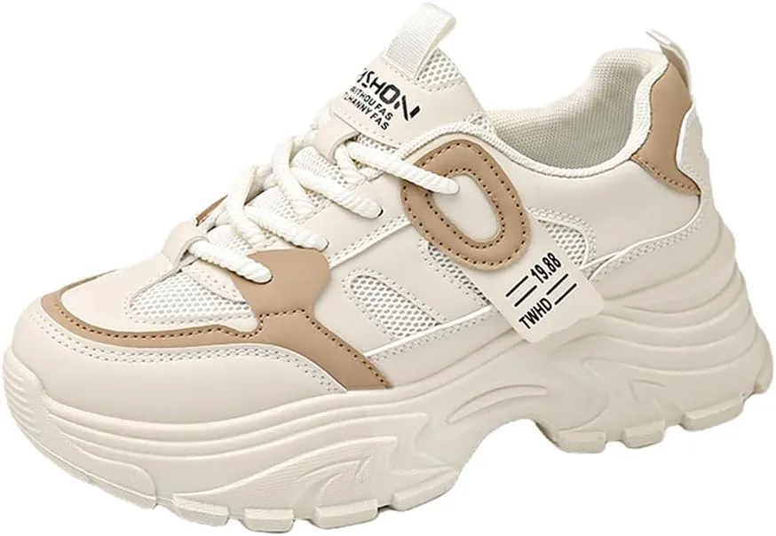 YAXE Women’s Platform Low Top Lace-up Chunky Walking Sneaker