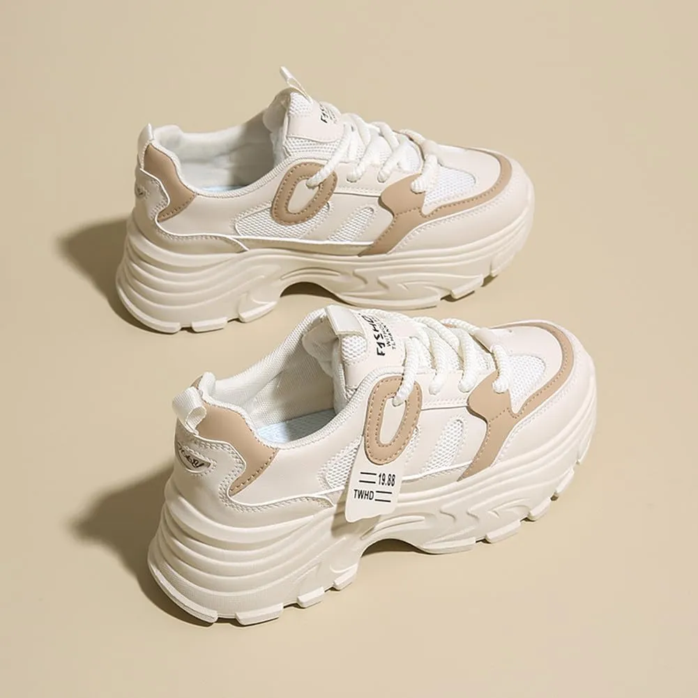YAXE Women’s Platform Low Top Lace-up Chunky Walking Sneaker