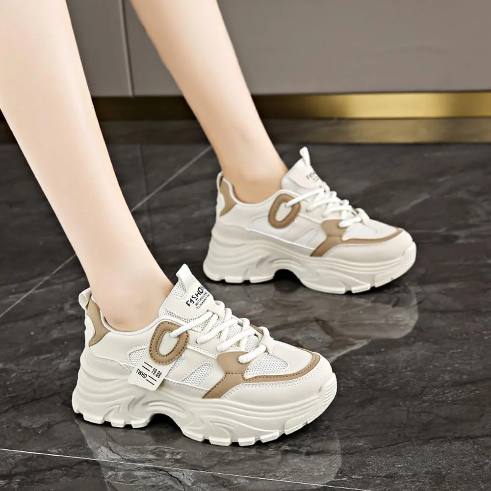 YAXE Women’s Platform Low Top Lace-up Chunky Walking Sneaker