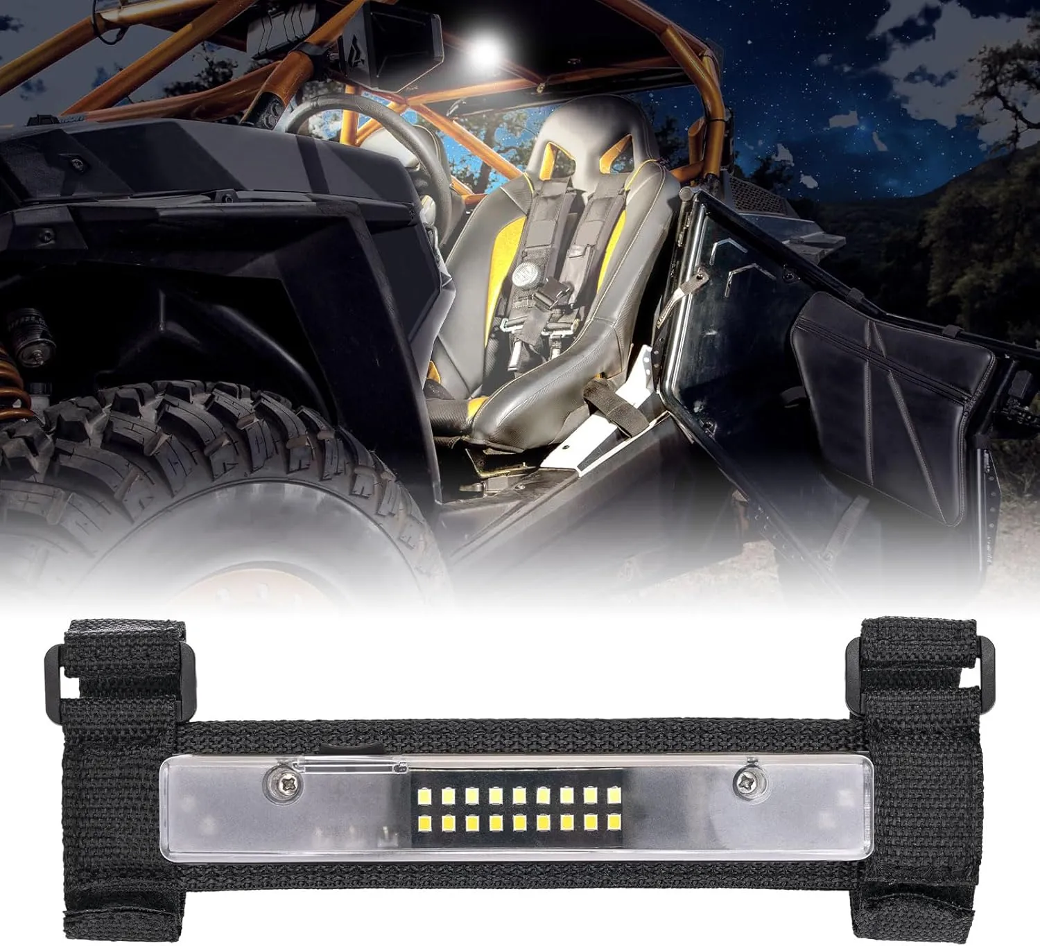 YCHOW-TECH UTV Dome Light Universal Roll Bar Lights w/Magnetic, Rechargeable Interior Light for Polaris Canam Pioneer/Talon Kawasaki Mule/Teryx Arctic Jeep Wrangle