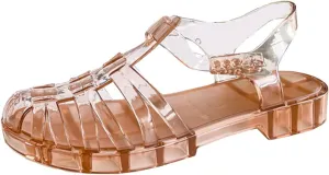 Yehopere Women's Jelly Sandals Retro T-Strap Glitter Flats Summer Beach Water Rain Shoes