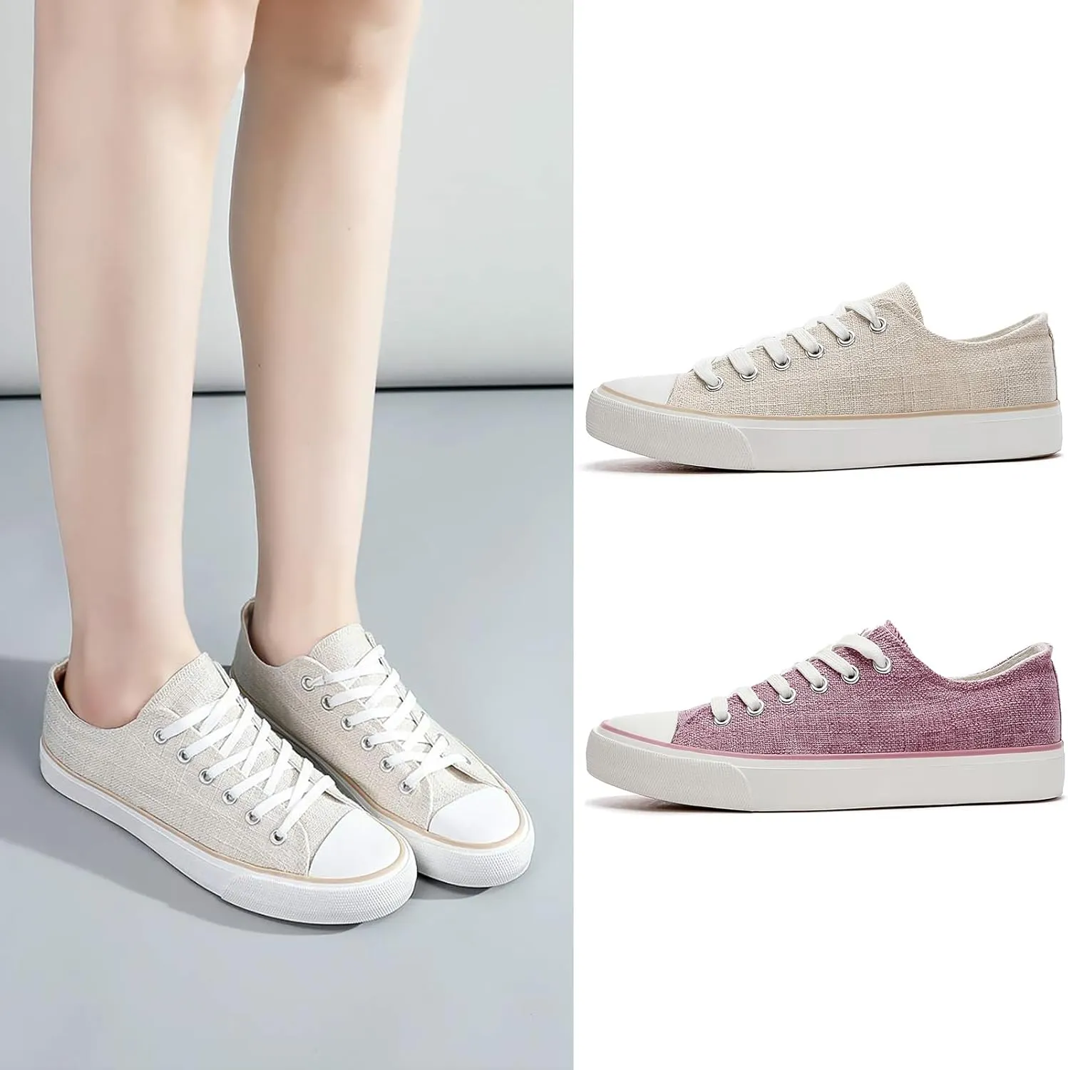 ZGR Women's Canvas Low Top Sneaker Lace-up Classic Casual Shoes for Women