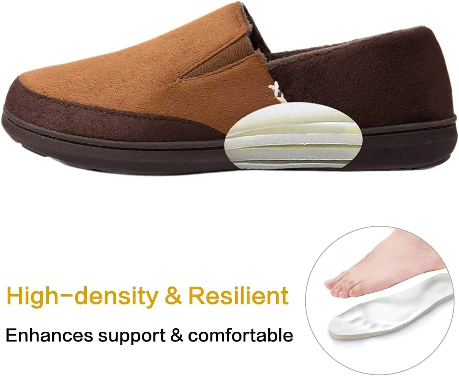 Zigzagger Men's Zermatt Wool-blend Loafer Slippers with Memory Foam Indoor