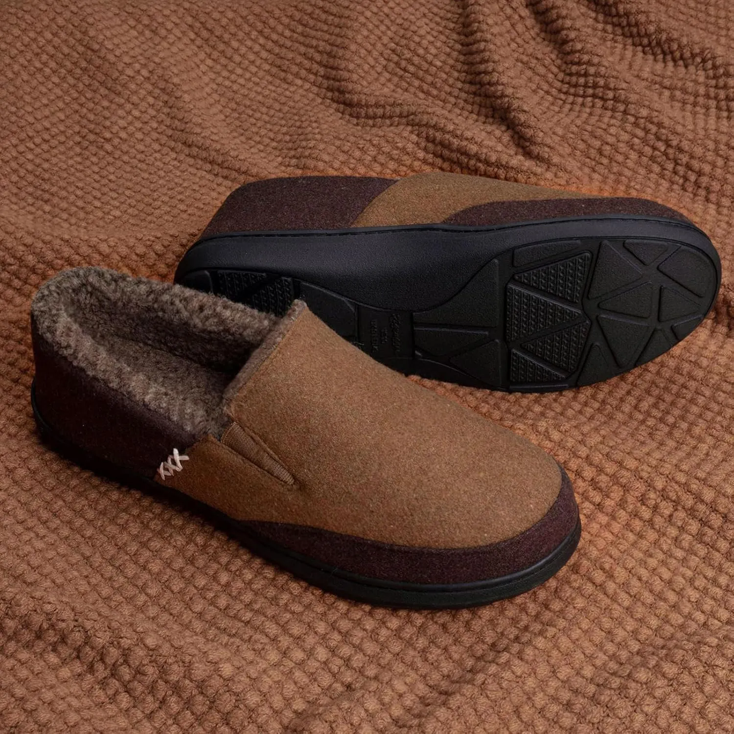 Zigzagger Men's Zermatt Wool-blend Loafer Slippers with Memory Foam Indoor