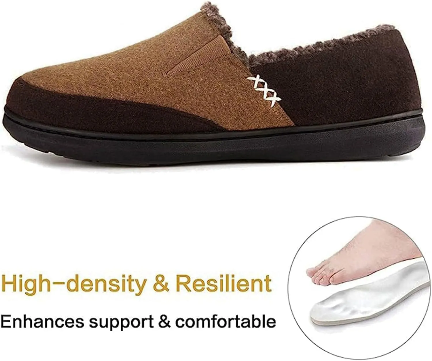 Zigzagger Men's Zermatt Wool-blend Loafer Slippers with Memory Foam Indoor