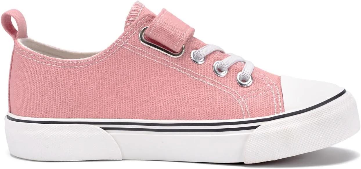 Zoroadke Toddler Boys and Girls Sneakers Low Top Adjustable Strap Canvas Shoes for Kids