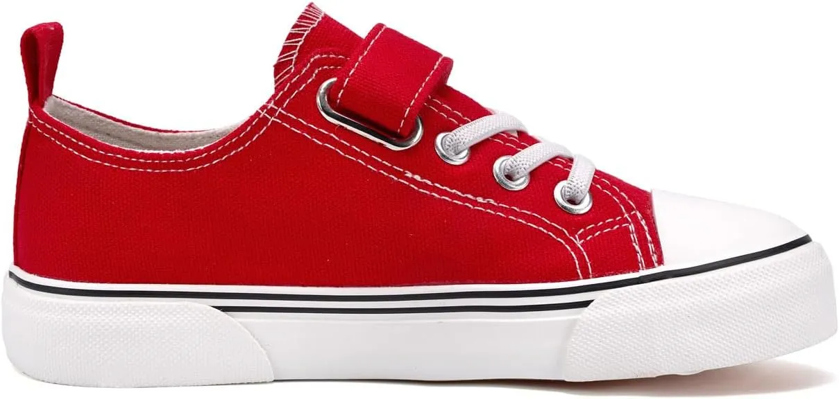 Zoroadke Toddler Boys and Girls Sneakers Low Top Adjustable Strap Canvas Shoes for Kids