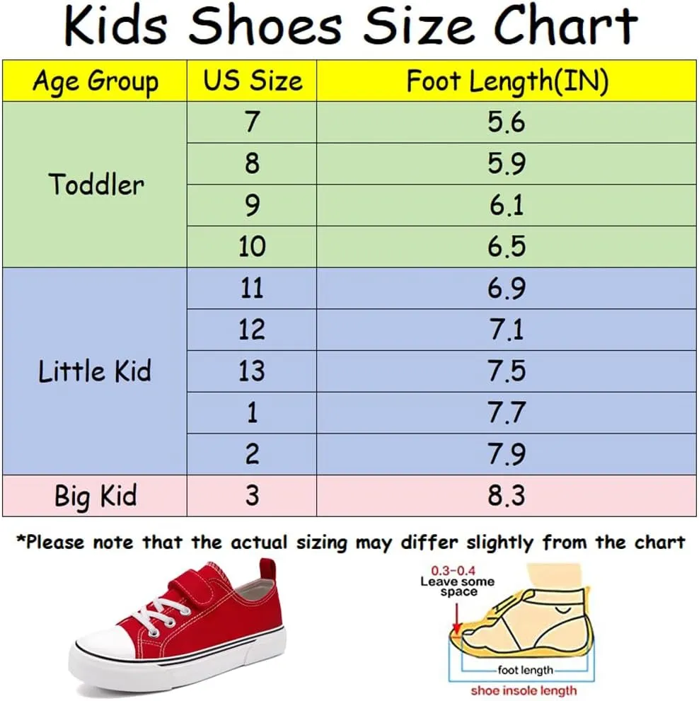 Zoroadke Toddler Boys and Girls Sneakers Low Top Adjustable Strap Canvas Shoes for Kids