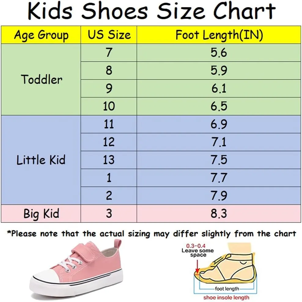 Zoroadke Toddler Boys and Girls Sneakers Low Top Adjustable Strap Canvas Shoes for Kids
