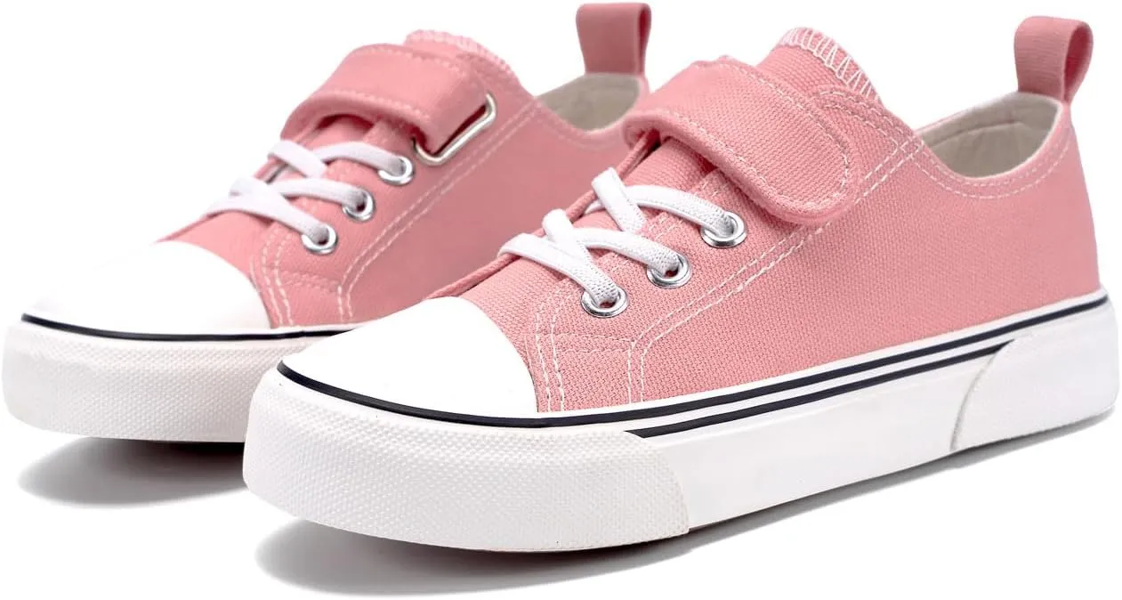 Zoroadke Toddler Boys and Girls Sneakers Low Top Adjustable Strap Canvas Shoes for Kids