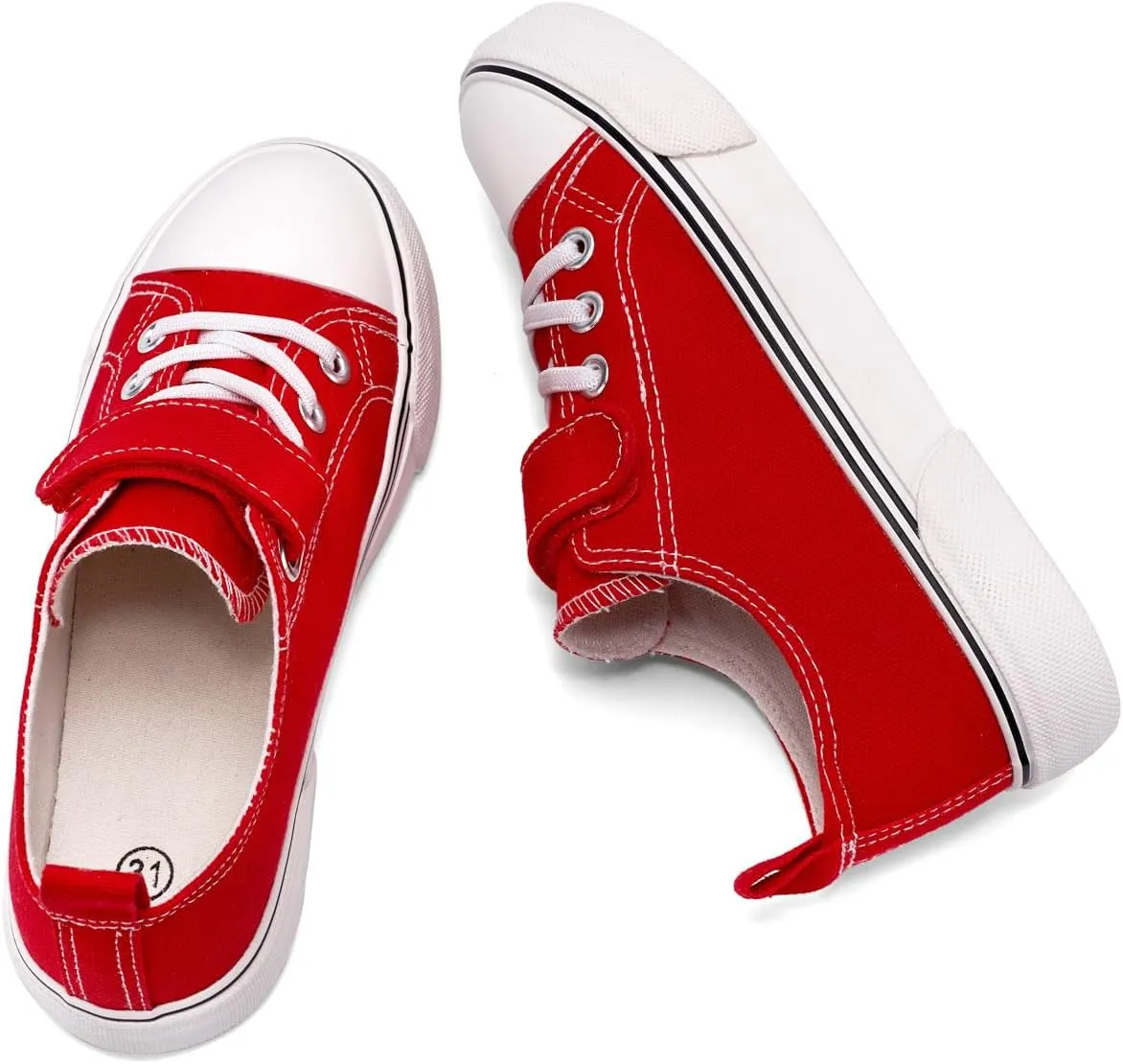 Zoroadke Toddler Boys and Girls Sneakers Low Top Adjustable Strap Canvas Shoes for Kids
