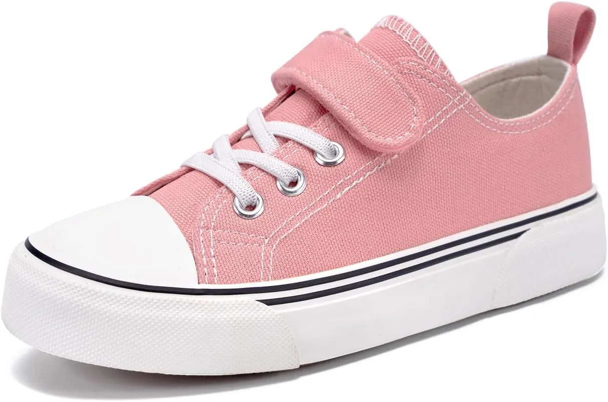 Zoroadke Toddler Boys and Girls Sneakers Low Top Adjustable Strap Canvas Shoes for Kids