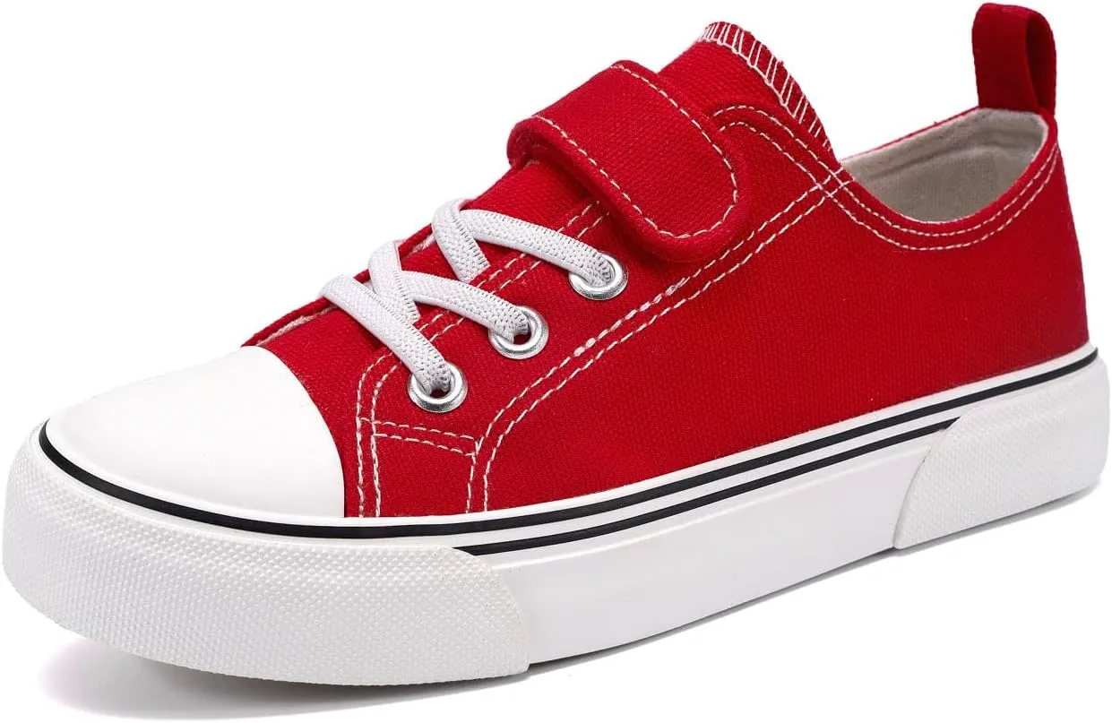 Zoroadke Toddler Boys and Girls Sneakers Low Top Adjustable Strap Canvas Shoes for Kids