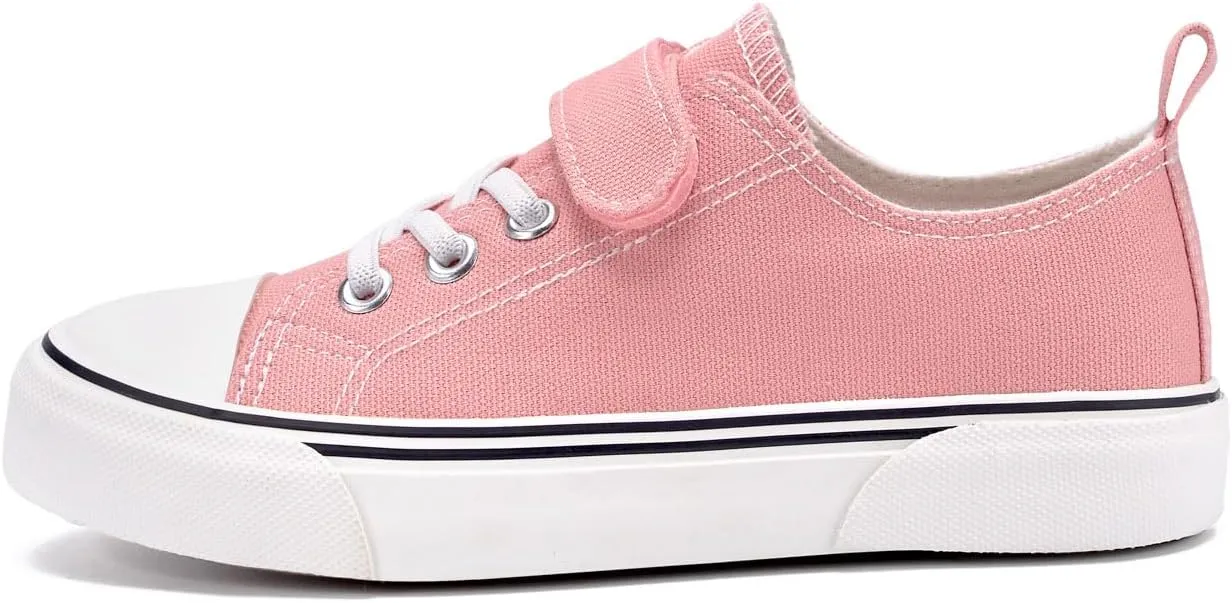 Zoroadke Toddler Boys and Girls Sneakers Low Top Adjustable Strap Canvas Shoes for Kids