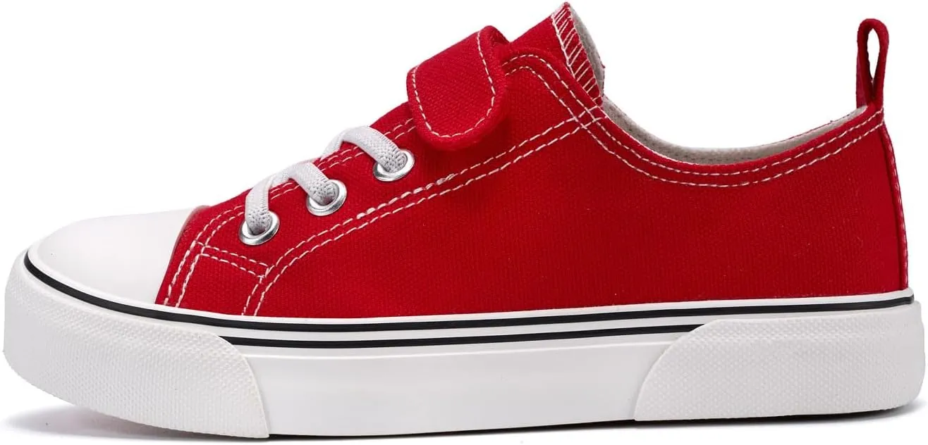 Zoroadke Toddler Boys and Girls Sneakers Low Top Adjustable Strap Canvas Shoes for Kids