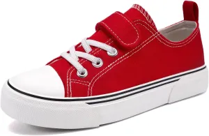 Zoroadke Toddler Boys and Girls Sneakers Low Top Adjustable Strap Canvas Shoes for Kids