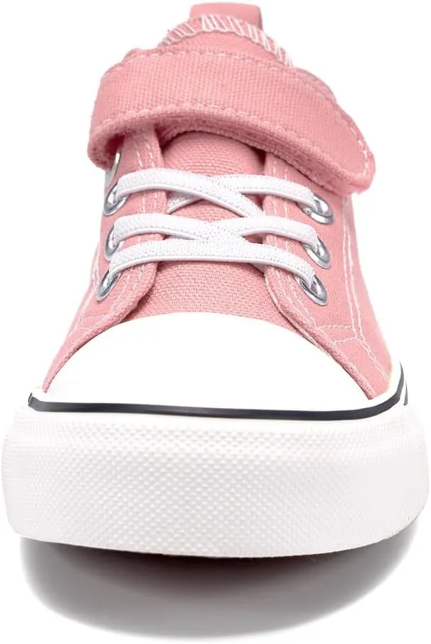 Zoroadke Toddler Boys and Girls Sneakers Low Top Adjustable Strap Canvas Shoes for Kids